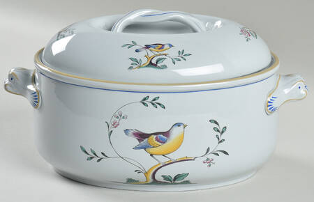 Queen's Bird (Y4973, Blue Gray Body) 2 Quart Oval Covered Casserole