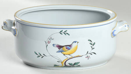 Queen's Bird (Y4973, Blue Gray Body) 2 Quart Oval Covered Casserole No Lid
