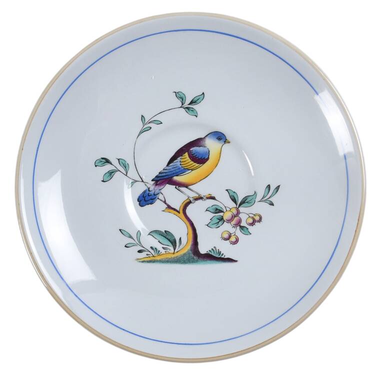 Queen's Bird (Y4973, Blue Gray Body) Saucer for London Shape Footed Cup