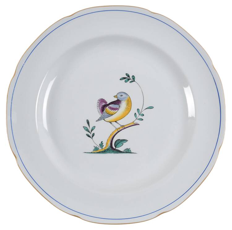 Queen's Bird (Y4973, Blue Gray Body) Dinner Plate