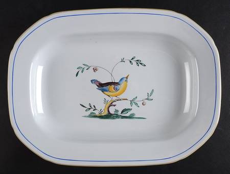 Queen's Bird (Y4973, Blue Gray Body) 13" Oval Serving Platter