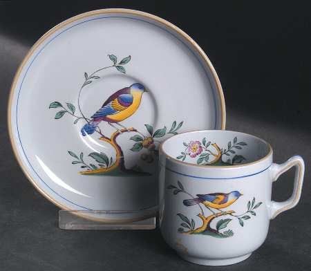 Queen's Bird (Y4973, Blue Gray Body) Flat Demitasse Cup & Saucer Set