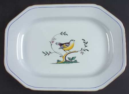 Queen's Bird (Y4973, Blue Gray Body) 12" Oval Serving Platter