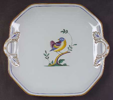 Queen's Bird (Y4973, Blue Gray Body) Square Handled Cake Plate