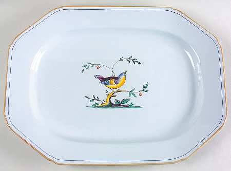 Queen's Bird (Y4973, Blue Gray Body) 16" Oval Serving Platter