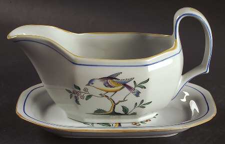 Queen's Bird (Y4973, Blue Gray Body) Gravy Boat & Underplate/Relish