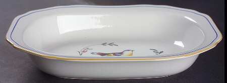 Queen's Bird (Y4973, Blue Gray Body) 9" Oval Vegetable Bowl