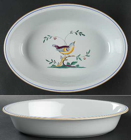 Queen's Bird (Y4973, Blue Gray Body) 12" Oval Vegetable Bowl