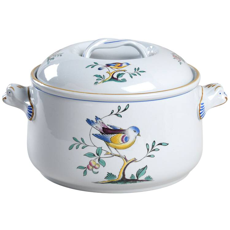 Queen's Bird (Imperial Ware, Cream Body) 2 Qt Round Covered Casserole