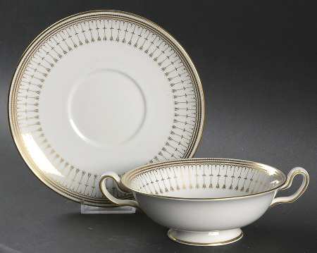 Queen's Gate Footed Cream Soup Bowl & Saucer Set