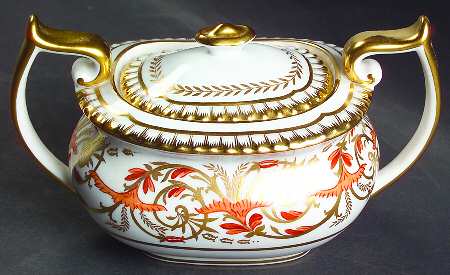 Regency Orange and Gold Sugar Bowl & Lid