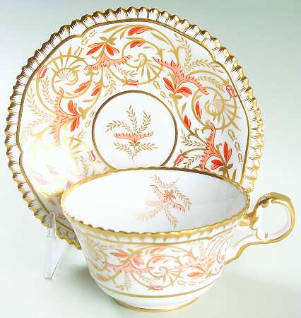 Regency Orange and Gold Flat Cup & Saucer Set