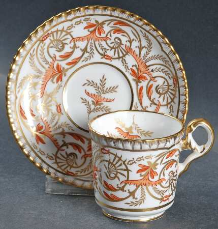 Regency Orange and Gold Footed Demitasse Cup & Saucer Set