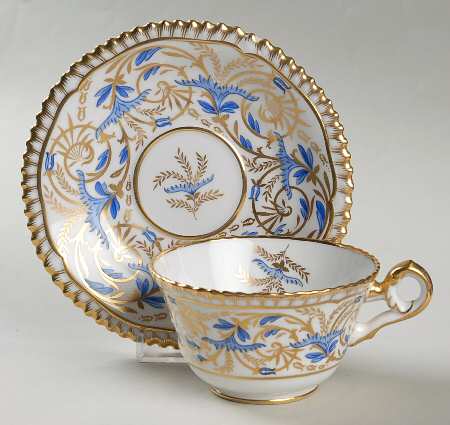 Regency Gold and Blue Footed Cup & Saucer Set
