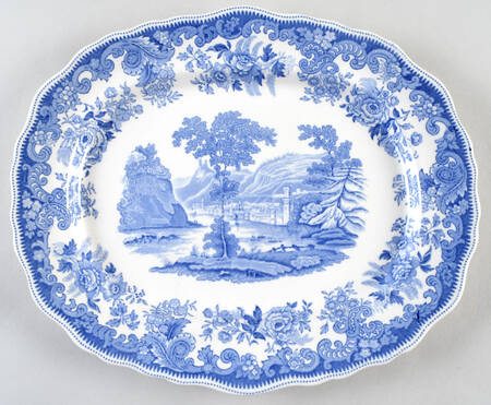 Rhine Blue (Scalloped) 13" Oval Serving Platter