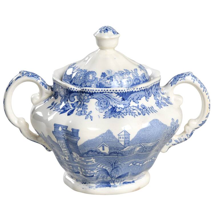 Rhine Blue (Scalloped) Sugar Bowl & Lid