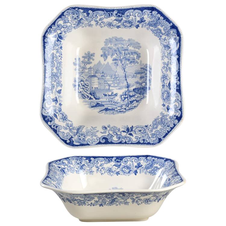 Rhine Blue (Scalloped) 8" Square Vegetable Bowl
