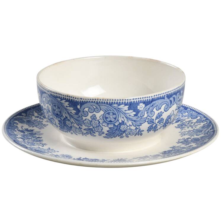 Rhine Blue (Scalloped) Mayonnaise with Attached Underplate, No Lid