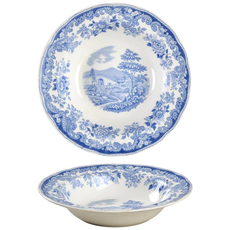 Rhine Blue (Scalloped) Rim Fruit/Dessert (Sauce) Bowl