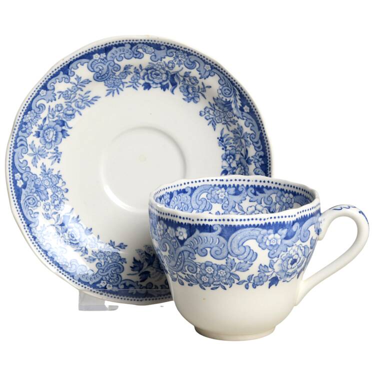 Rhine Blue (Scalloped) Flat Cup & Saucer Set