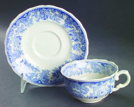 Rhine Blue (Scalloped) Footed Cup & Saucer Set