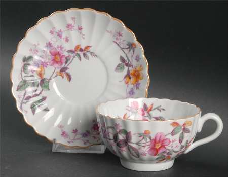 Roberta Orange (Scalloped) Footed Cup & Saucer Set
