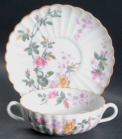 Roberta Orange (Scalloped) Flat Cream Soup Bowl & Saucer Set