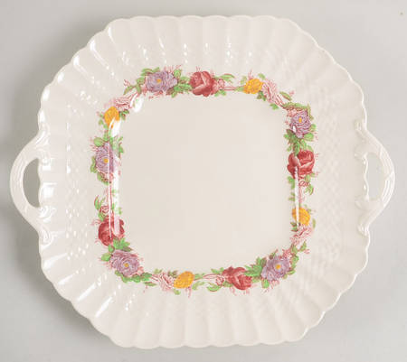Rose Briar Square Handled Cake Plate