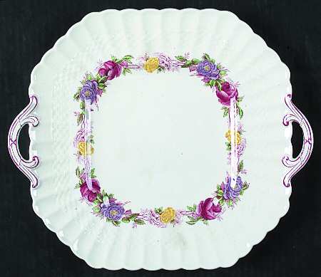 Rose Briar Square Handled Cake Plate