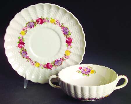 Rose Briar Flat Cream Soup Bowl & Saucer Set