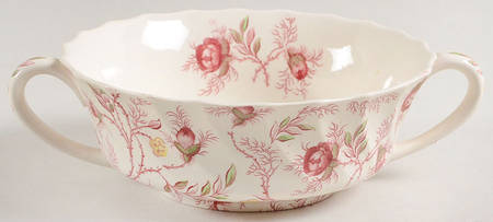 Rosebud Chintz (2-8401, Pink Vine) Flat Cream Soup Bowl