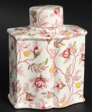 Rosebud Chintz (2-8401, Pink Vine) Tea Caddy & Lid