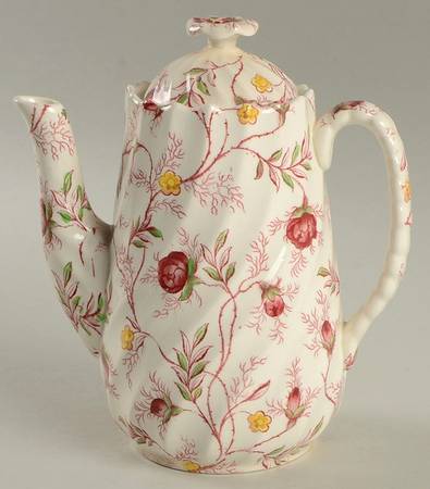Rosebud Chintz (2-8401, Pink Vine) Mini Coffee Pot & Lid