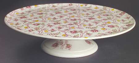 Rosebud Chintz (2-8401, Pink Vine) 12" Diameter Pedestal Cake Stand