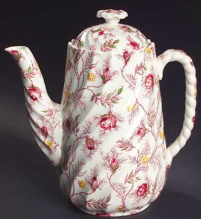 Rosebud Chintz (2-8401, Pink Vine) Small Coffee Pot & Lid