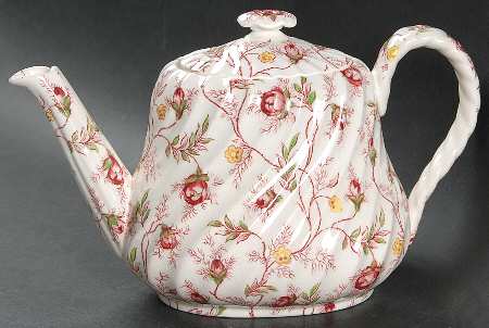 Rosebud Chintz (2-8401, Pink Vine) Small Teapot & Lid
