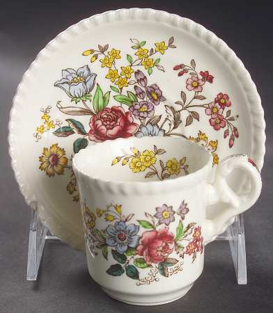 Romney (Gadroon Shape) Flat Demitasse Cup & Saucer Set