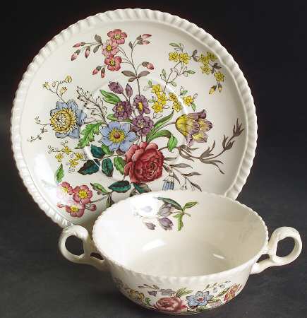 Romney (Gadroon Shape) Flat Cream Soup Bowl & Saucer Set