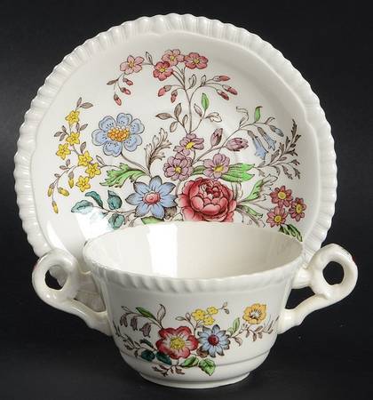 Romney (Gadroon Shape) Flat Bouillon Cup & Saucer