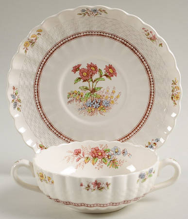 Rosalie Footed Cream Soup Bowl & Saucer Set
