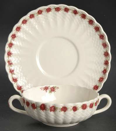Rosedale Flat Cream Soup Bowl & Saucer Set