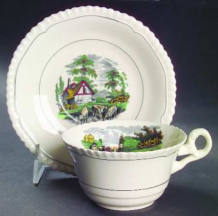 Rural Scenes Flat Cup & Saucer Set