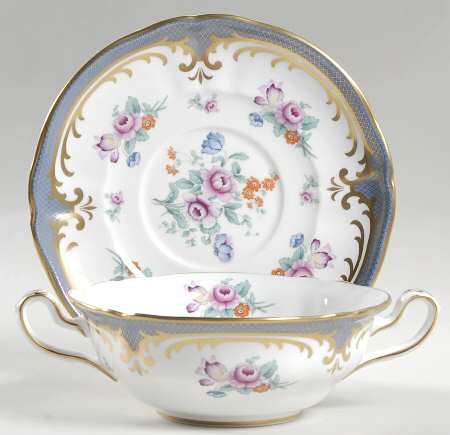 Savoy Blue Flat Cream Soup Bowl & Saucer Set