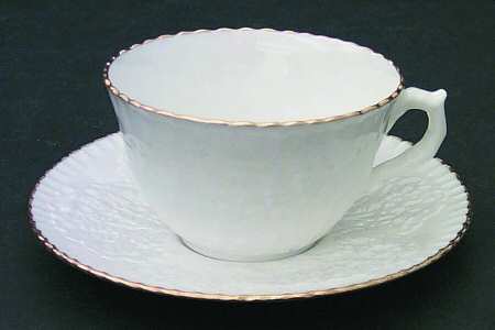 Savoy White (Gold Trim) Flat Cup & Saucer Set