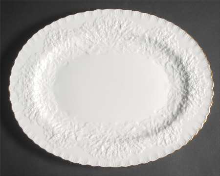 Savoy White (Gold Trim) 13" Oval Serving Platter