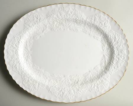 Savoy White (Gold Trim) 15" Oval Serving Platter