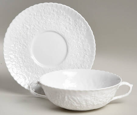 Savoy White (No Trim) Flat Cream Soup Bowl & Saucer Set
