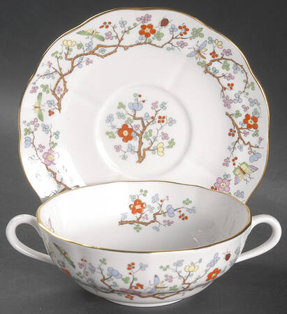 Shanghai Footed Cream Soup Bowl & Saucer Set