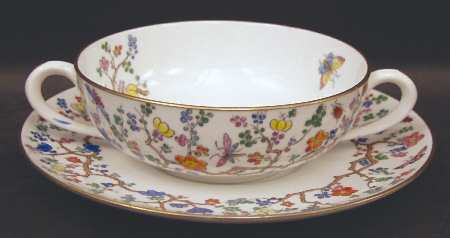 Shanghai Footed Cream Soup Bowl & Saucer Set