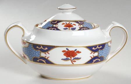 Shima Border Sugar Bowl & Lid